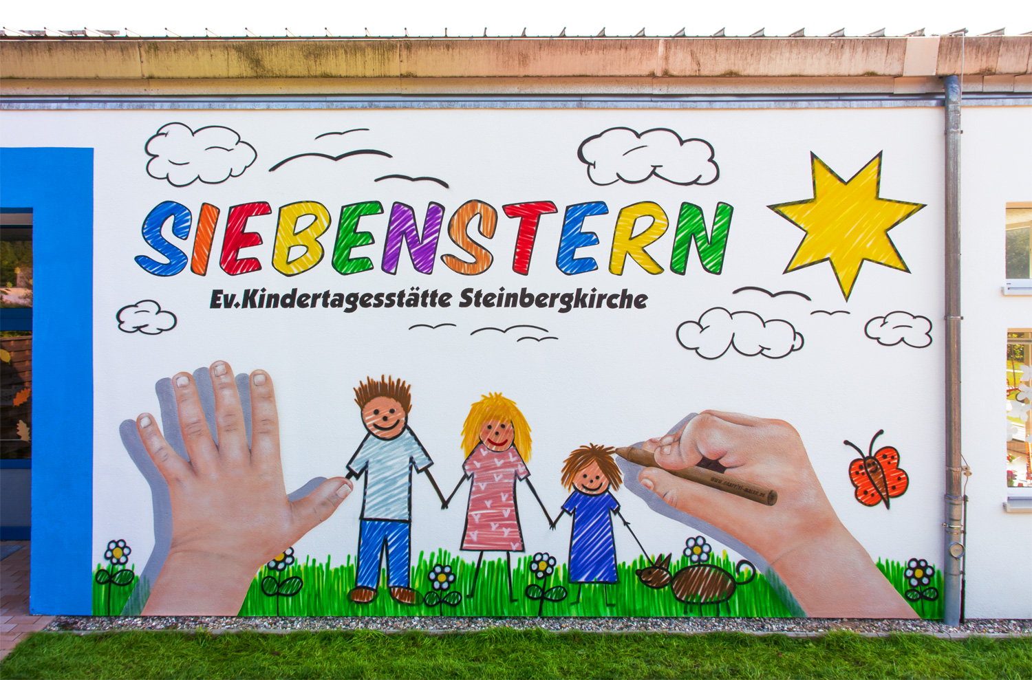 Fassadengestaltung für Kita Siebenstern - Graffiti in Steinbergkirche
