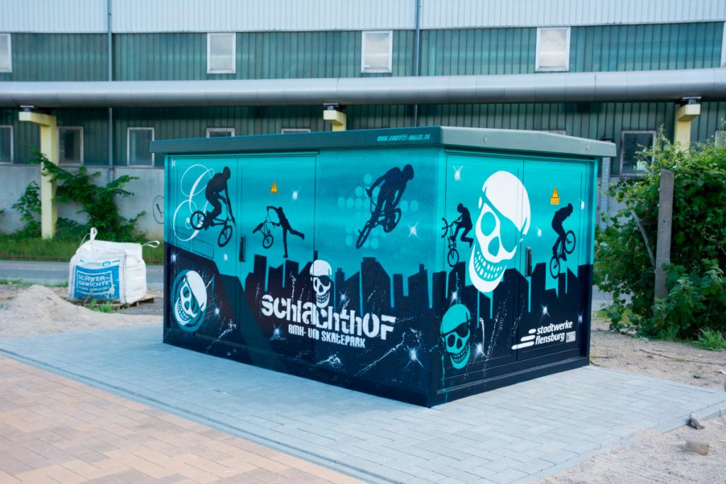 Stromkasten für Stadtwerke Flensburg - Graffiti für Sportpiraten