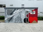 Graffiti Auftrag für Queisser Pharma: Doppelherz-Motiv auf Trafostation in Flensburg