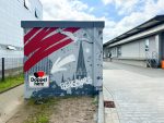 Graffiti Auftrag für Queisser Pharma: Doppelherz-Motiv auf Trafostation in Flensburg