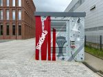 Graffiti Auftrag für Queisser Pharma: Doppelherz-Motiv auf Trafostation in Flensburg