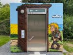 Graffiti Comic Schleswig mit Wikinger Motiv auf einem Beton WC